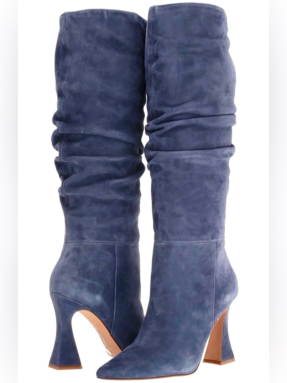 NEW Vince Camuto Alinkay Blue Suede Knee-High Fall Slouchy Heeled Boots Size 7.5